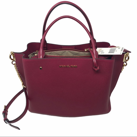 MICHAEL KORS Arielle Lg Satchel, Leather Berry NWT - Picture 7 of 15